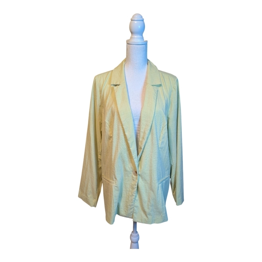 MAURICES Pastel Neon Green Casual Linen Style Suit Jacket SZ 1X